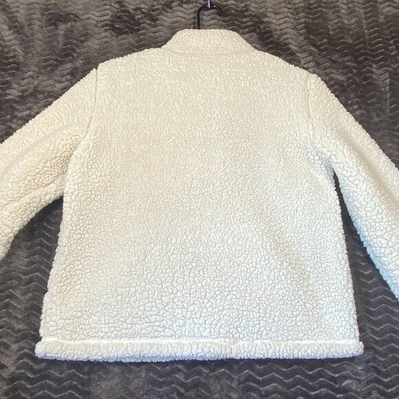 Hollister White Sherpa Fleece Pullover Sweater Kangaroo Pocket Womens size S - Picture 7 of 9